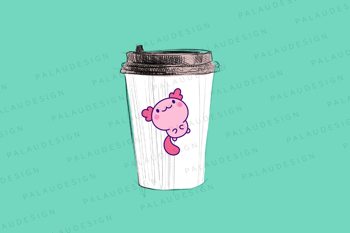 Cute Kawaii Axolotl Pet Character, an Animal Illustration by Palau (Photo 5 of 12)