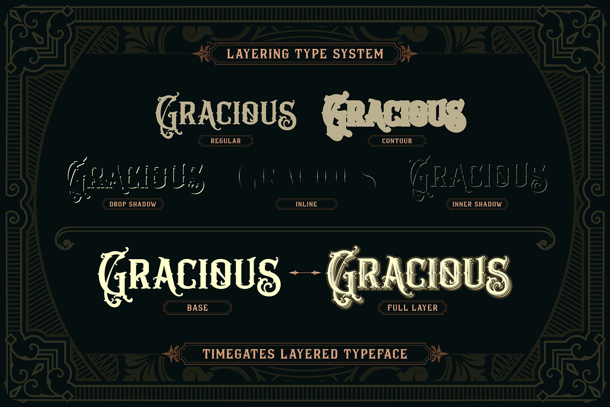 Timegates Typeface + Extras, a Serif Font by Heybing Supply Co. (Photo 3 of 15)