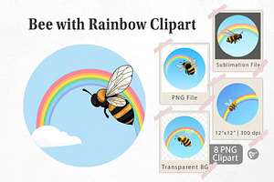 Bee with Rainbow Clipart, a Graphic by Artnoy