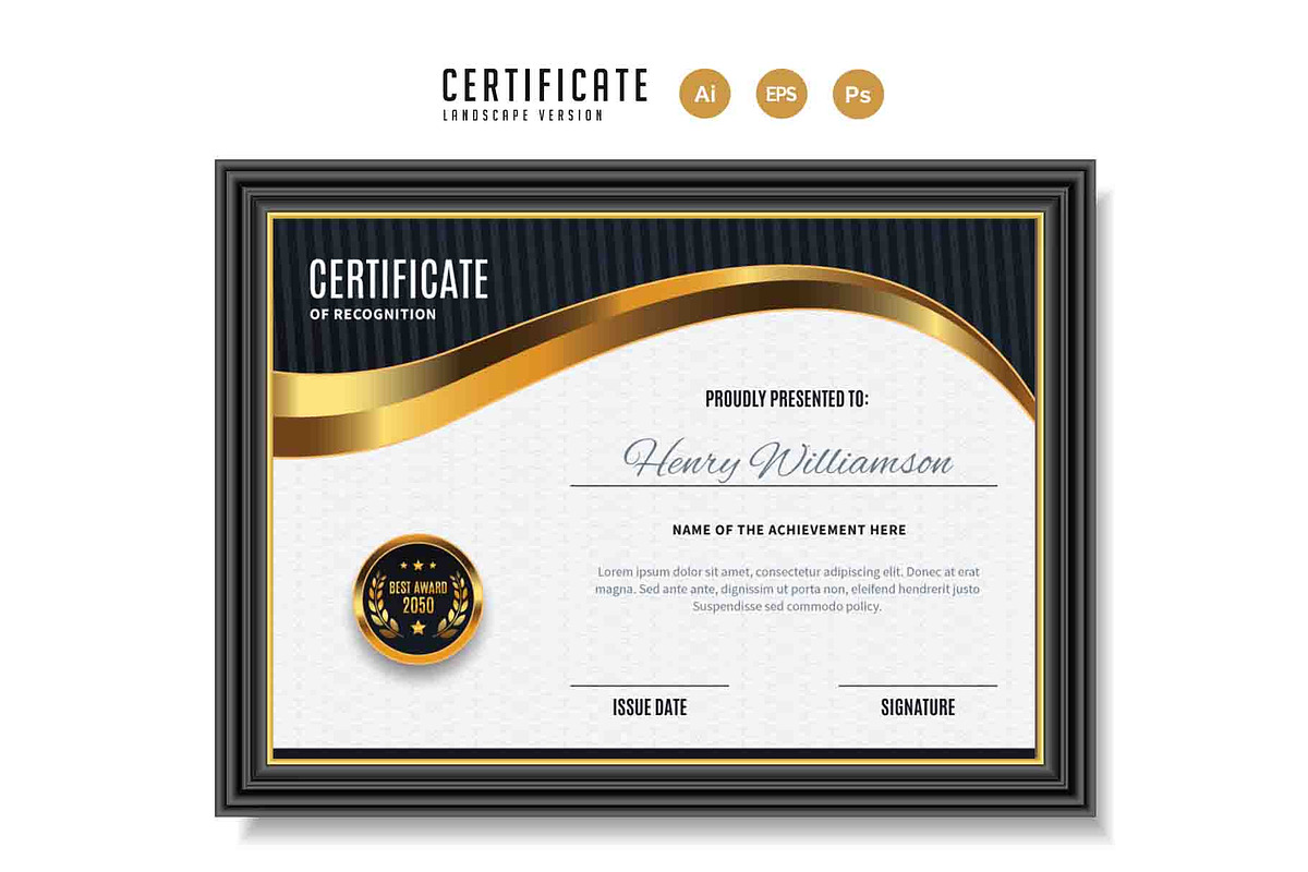361. Modern Certificate Template, a Stationery Template by CreativeRezwan (Photo 2 of 3)