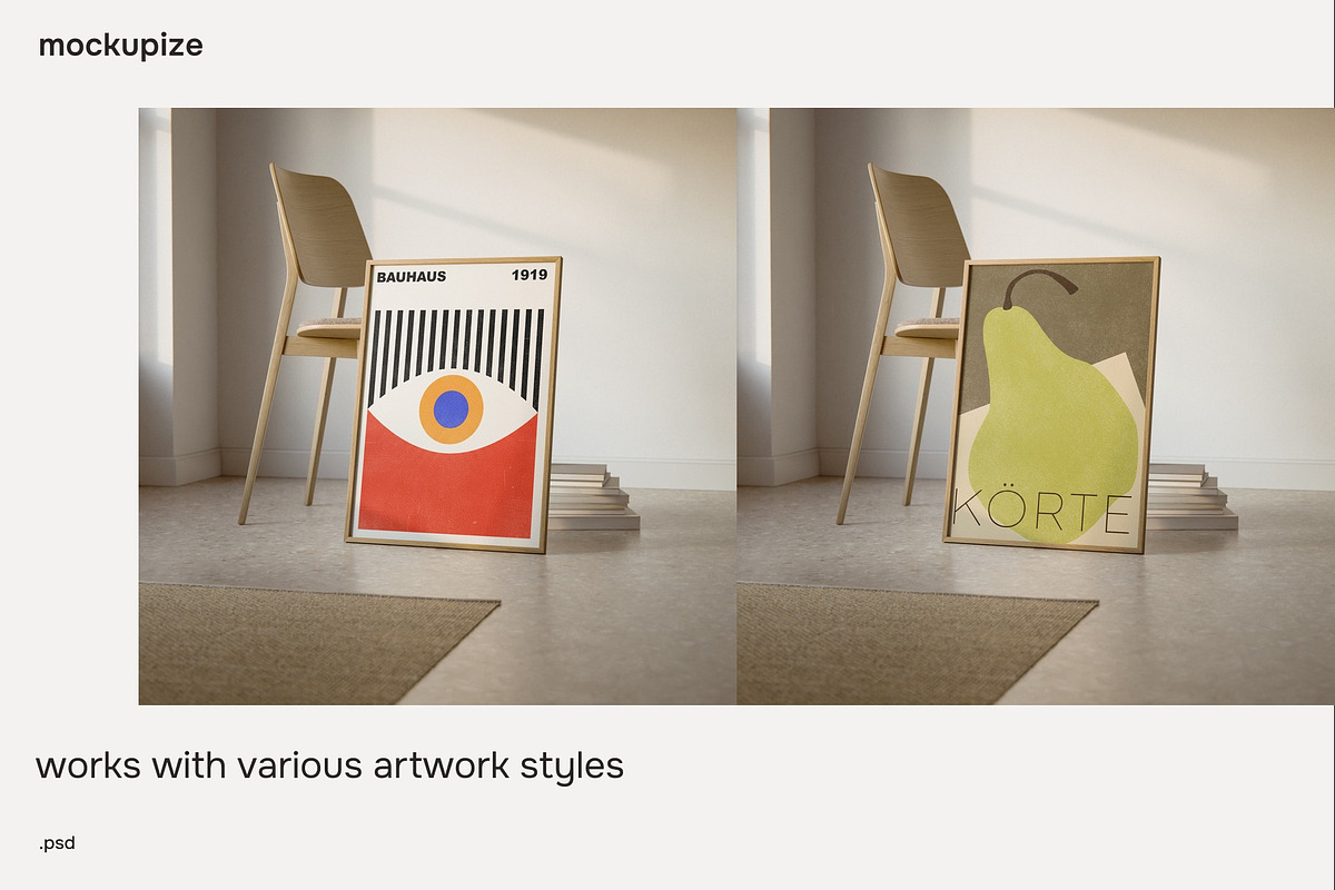 DIN A Leaning Chair Frame Mockup, a Household Mockup by mockupize (Photo 7 of 7)