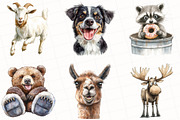Watercolor Quirky Animals Clipart, an Illustration by OK Design (Thumbnail 2 of 5)