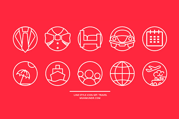 Line Style Icon Set Travel.