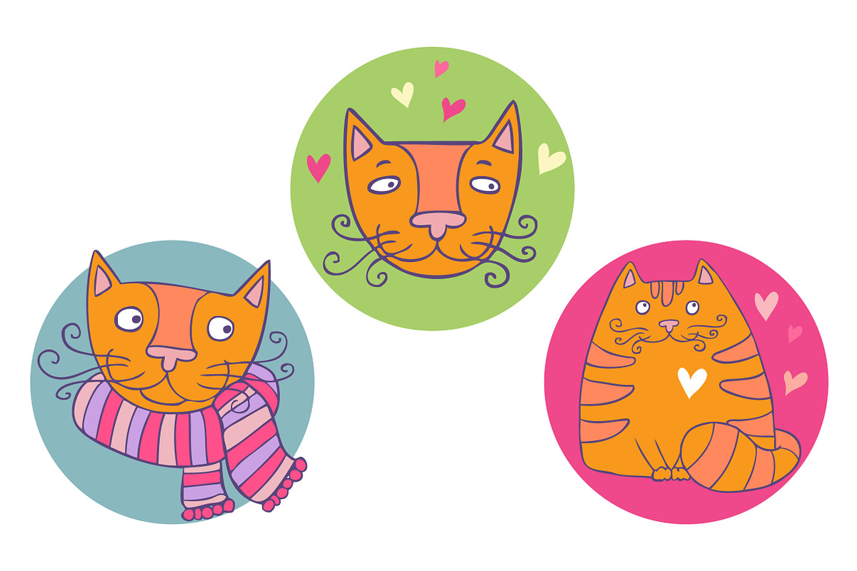 Happy Cats lovely vector set, an Animal Illustration by natsa (Photo 2 of 4)