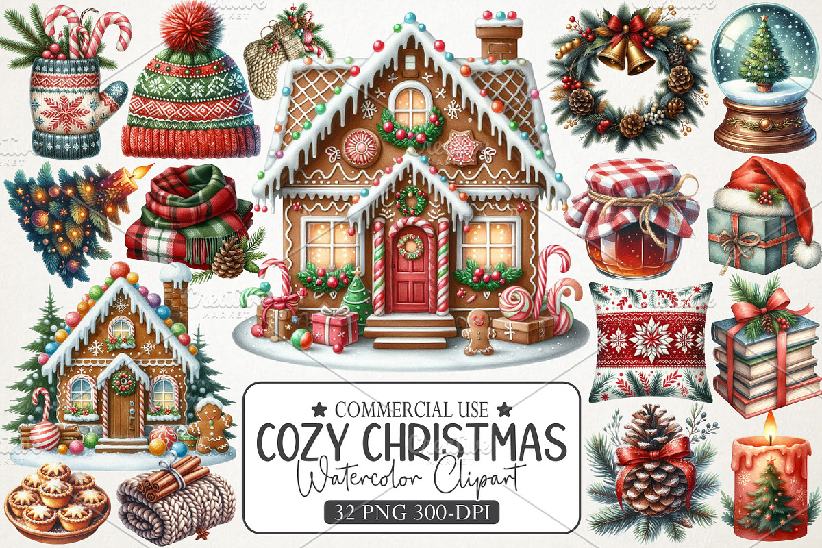 Cozy Christmas Vibes Clipart Bundle, an Illustration by RobertsArt (Photo 1 of 7)