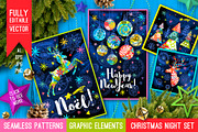 Christmas Night Magical Forest Set, an Object Graphic by Iraida_Bearlala (Thumbnail 1 of 11)