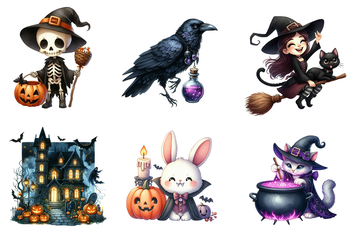 Quirky Halloween Sublimation Clipart, an Illustration by CreationArt (Photo 2 of 5)