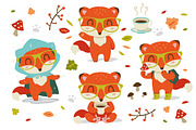 Cartoon autumn fox set, an Animal Illustration by SunnyWS (Thumbnail 3 of 9)