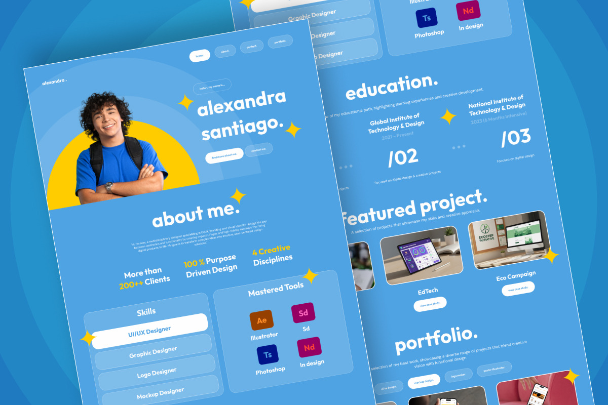 Alexandra Student Portfolio Landing, a Landing Page Template by productype1 (Photo 4 of 5)