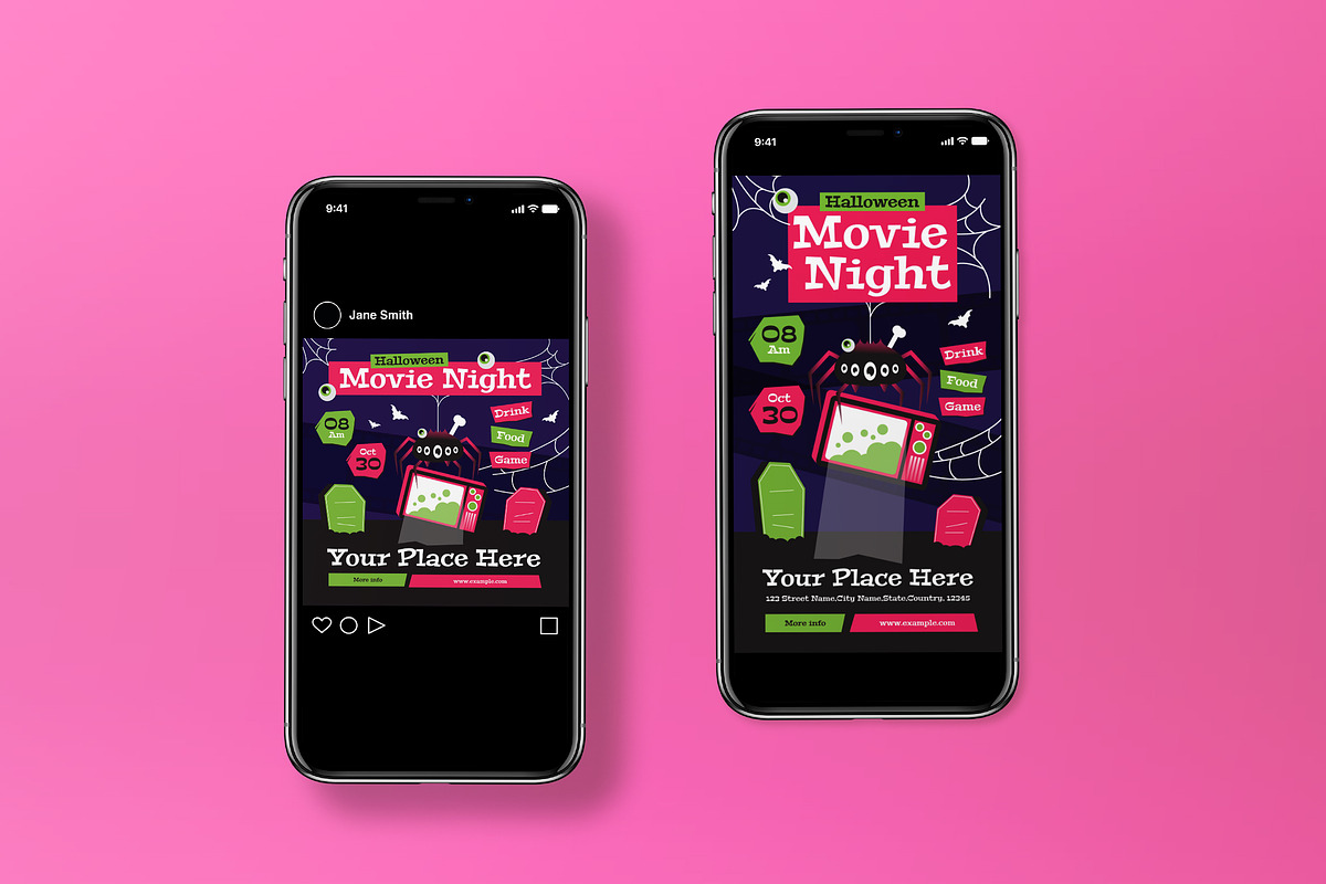 Halloween Movie Night Flyer Set, a Flyer Template by graphicook (Photo 2 of 3)