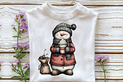 Whimsical Christmas Snowman Clipart, an Illustration by CraftArtStudio (Thumbnail 5 of 6)