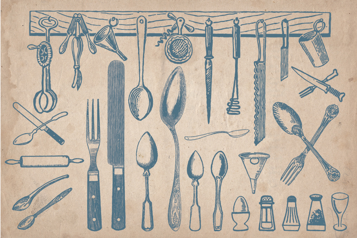 64 Vintage Kitchenware elements preview 2