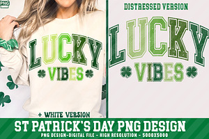 Lucky Vibes Varsity Sublimation Png