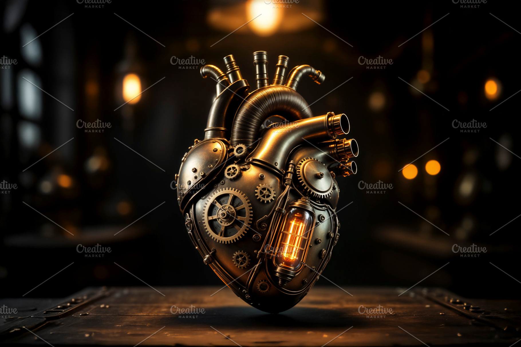 Intricate steampunk mechanical heart, a Photo by rarrarorro