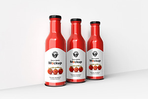 Glass Sauce Bottle PSD Mockup