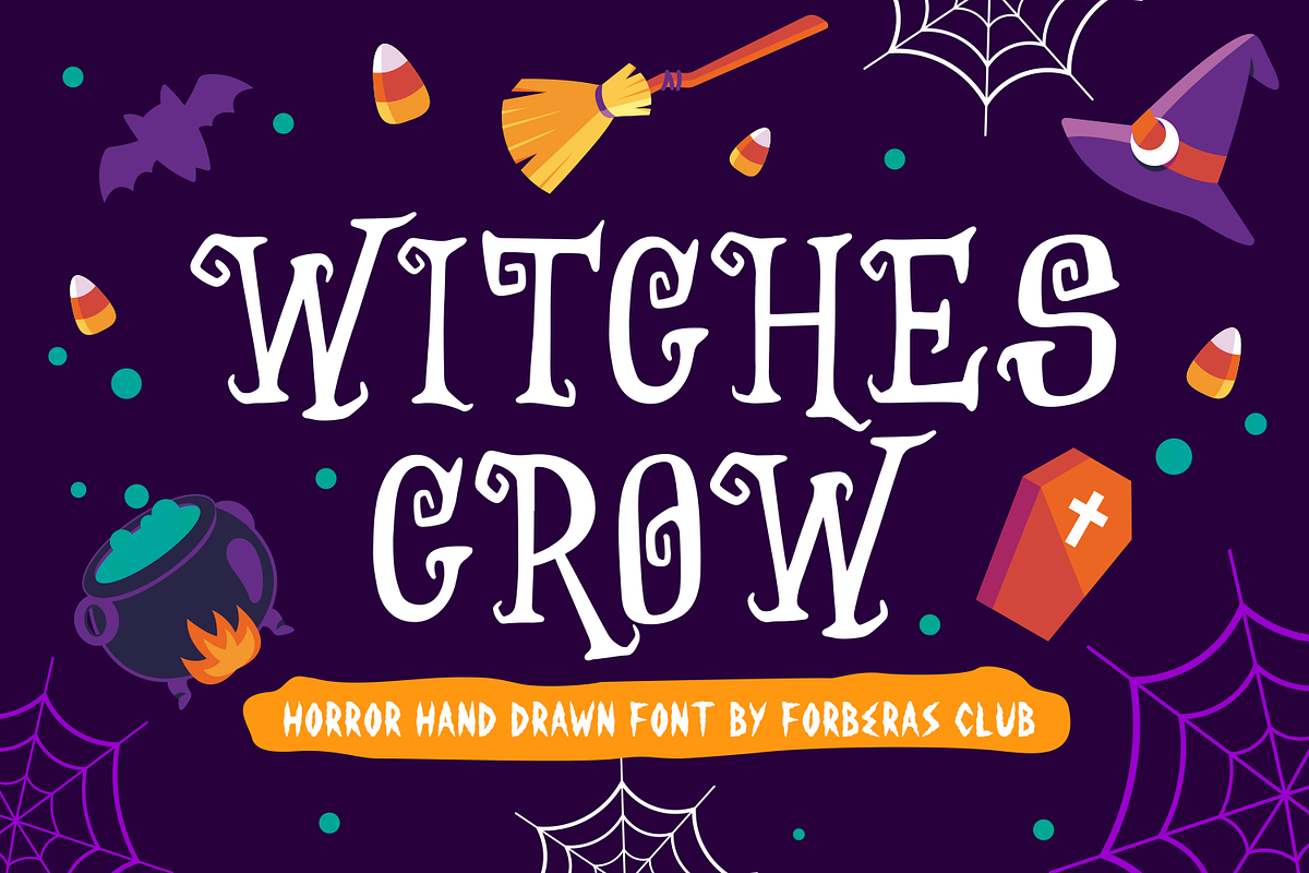 Witches Crow | Halloween Font, a Script Font by Forberas Club (Photo 1 of 8)