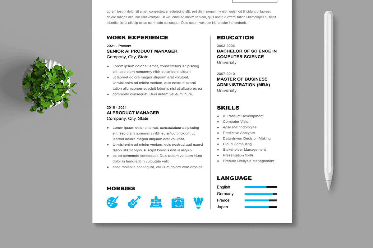 Resume Template, a Resume Template by MightyDesign (Photo 3 of 8)