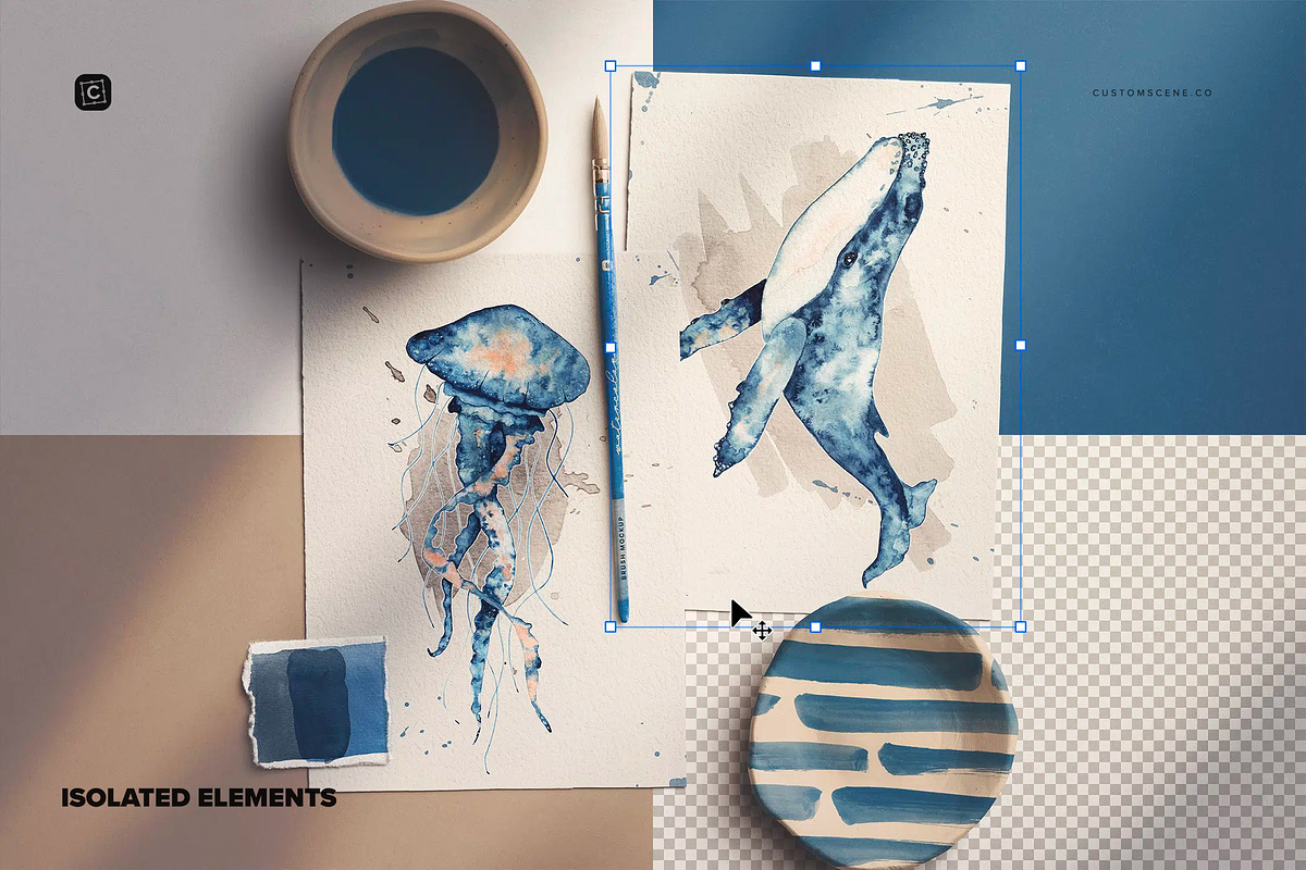 Two A5 Watercolor Paper Mockup, a Product Mockup by Custom Scene (Photo 4 of 10)
