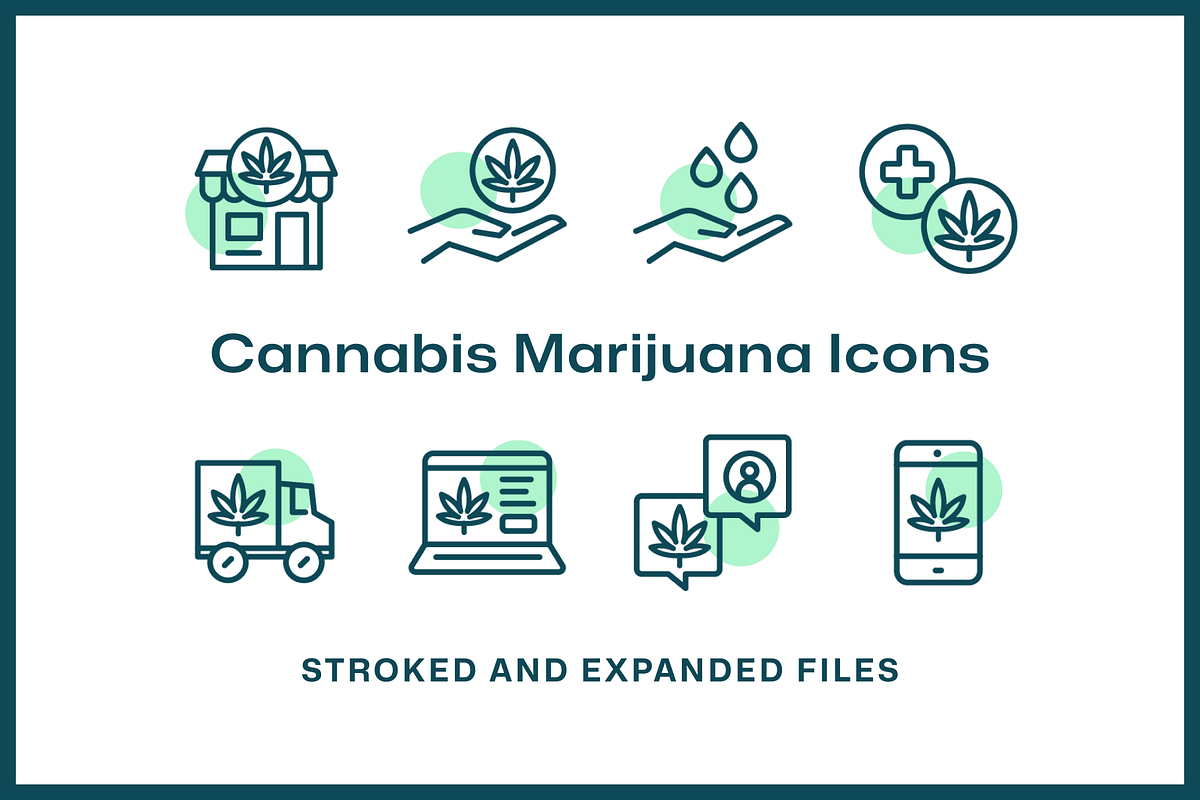 32 Cannabis Marijuana Icons, an Outline Icon by Furnace (Photo 5 of 5)