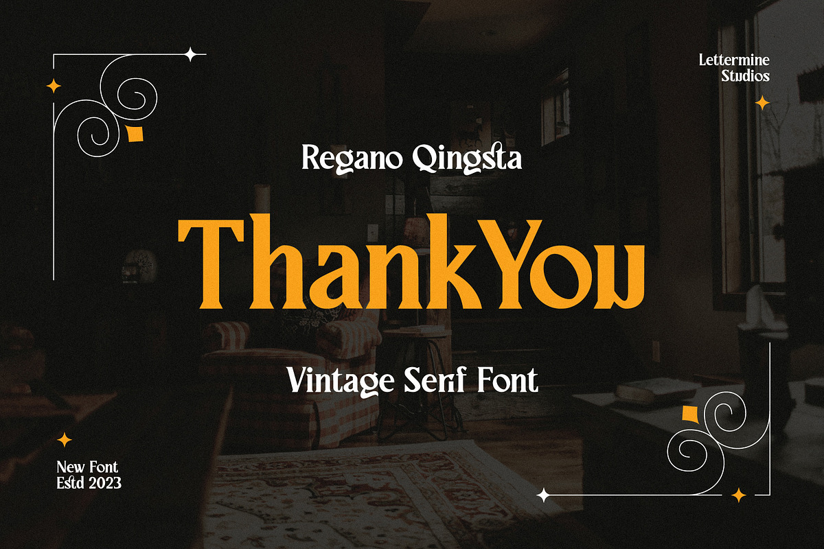 Regano Qingsta - Vintage Serif Font, a Serif Font by Lettermine (Photo 10 of 10)