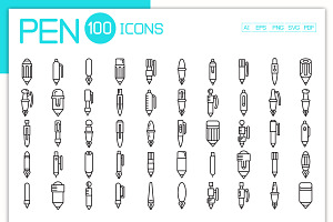 100 Pen and Pencil Icons, an Icon by Designfour