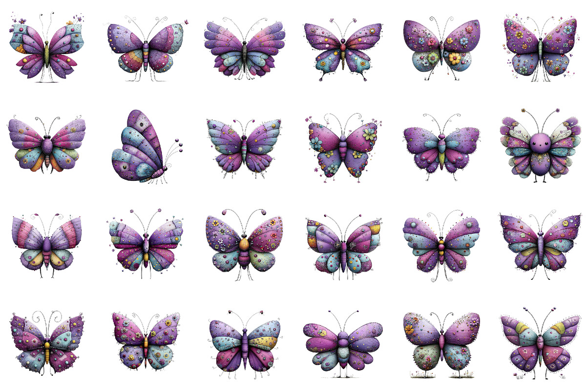 Whimsical Spring Butterfly Clipart, an Illustration by designcity5 (Photo 2 of 5)