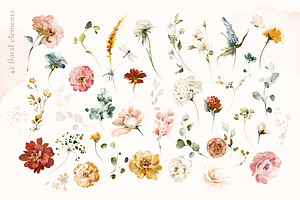 Watercolor Garden Flowers