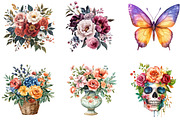 Watercolor Dark Blooms Clipart, an Illustration by Designking (Thumbnail 5 of 5)
