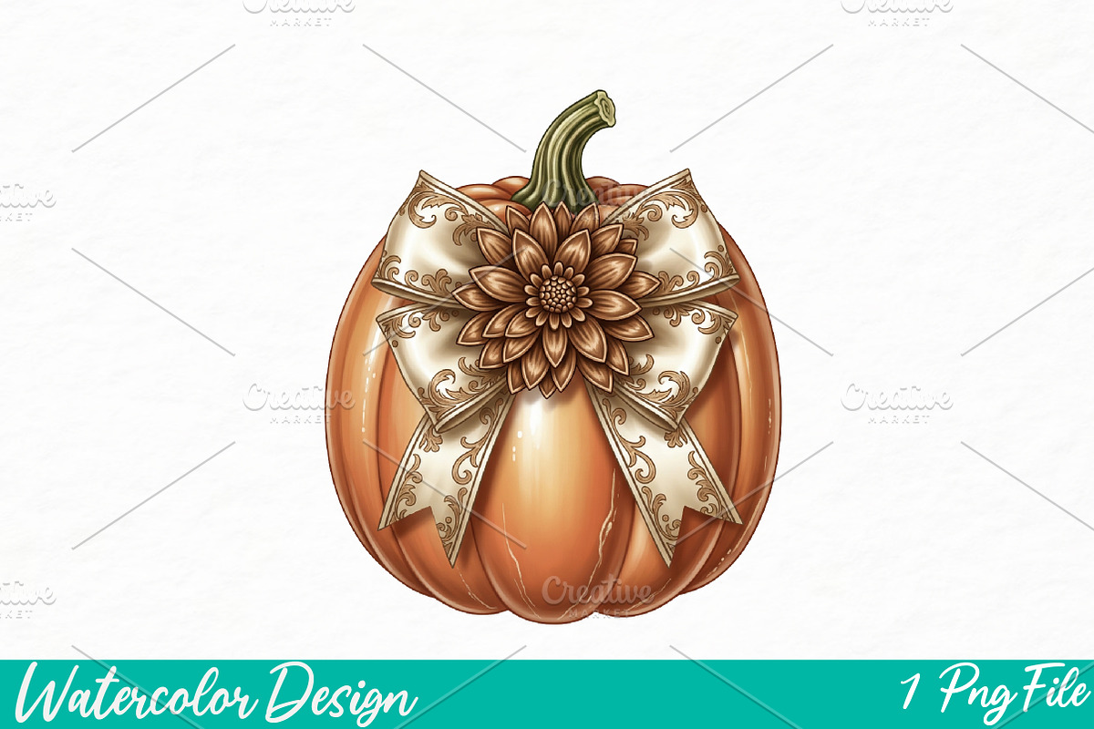 Halloween Pumpkin png vintage shirt, an Illustration by Watercolor design (Photo 1 of 3)