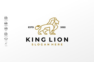 Heraldic Lion Line Art Logo Design