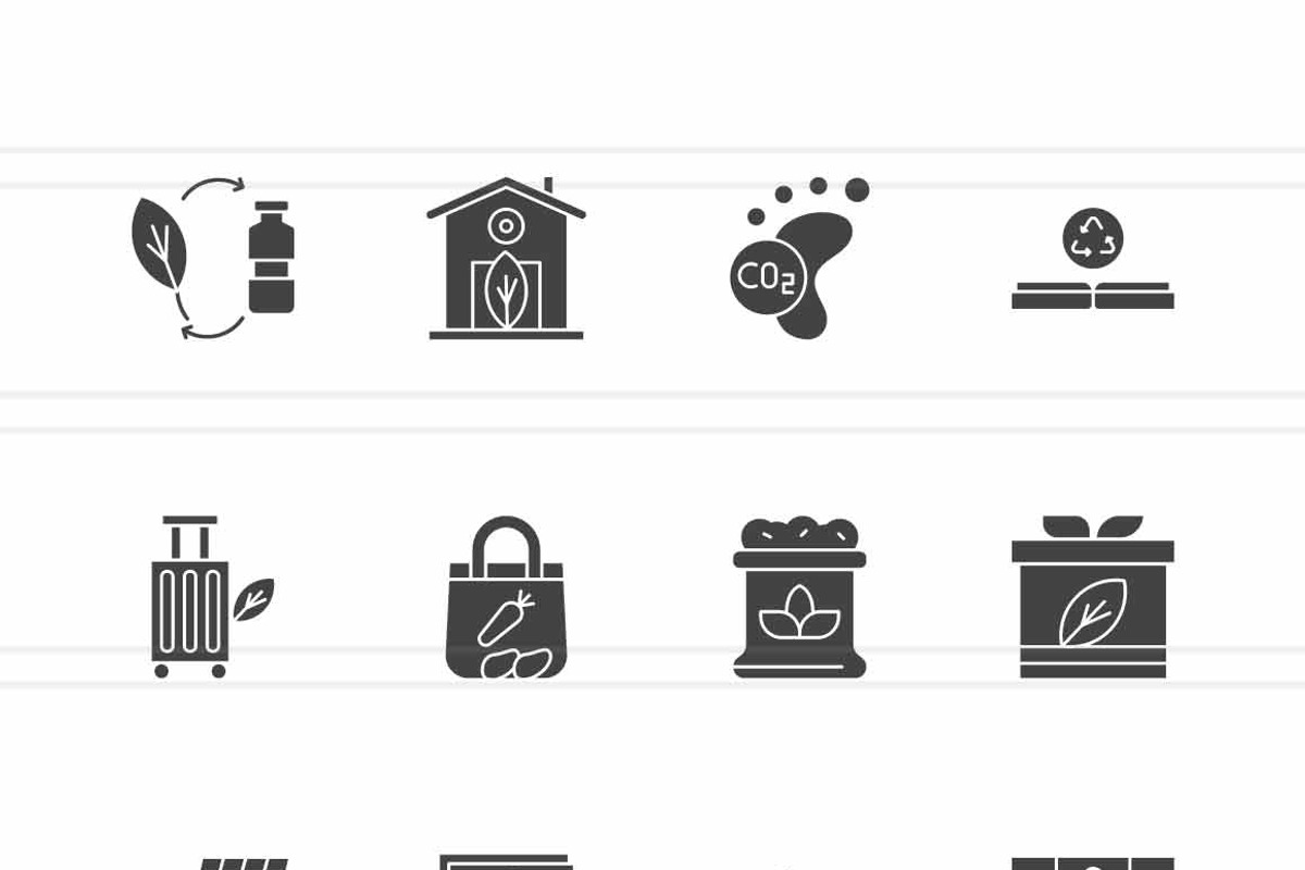 25 Zero Waste Lifestyle Glyph Icons, an Icon by IconBunny (Photo 2 of 2)