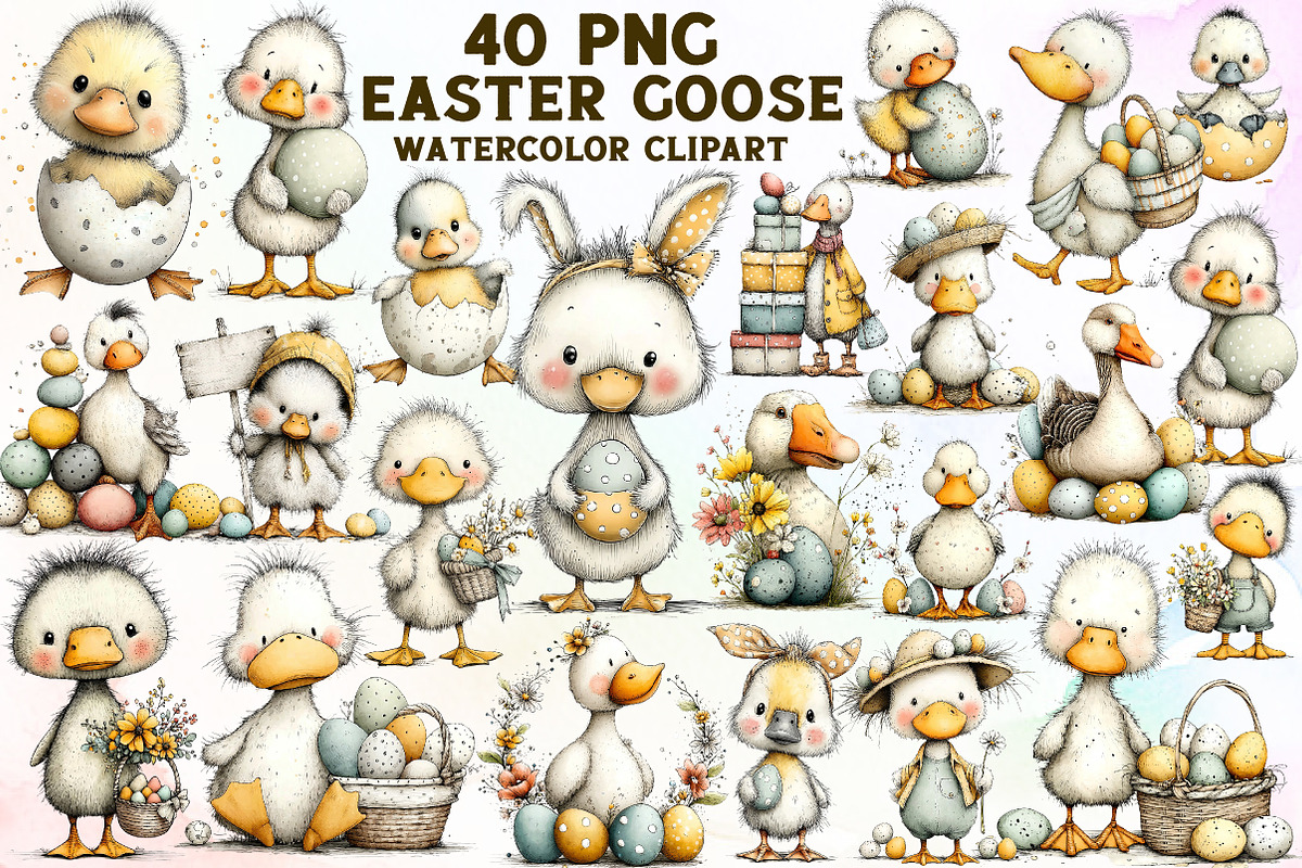 Whimsical Easter Goose Clipart, an Illustration by Sublimation Artist (Photo 1 of 7)