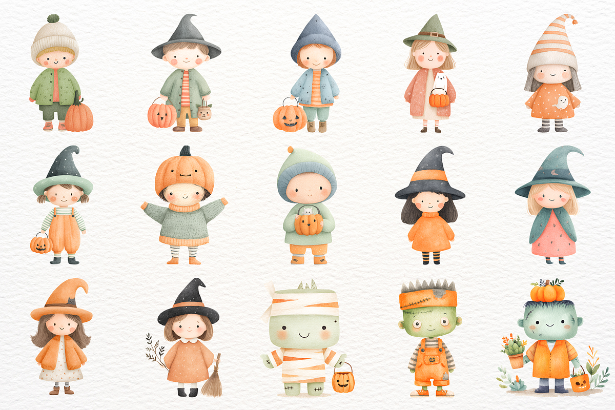 Halloween Kids Clipart Autumn Animal, a Seasonal Illustration by SugarCloudStudioArt (Photo 2 of 7)