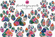 Floral Dog Paw Prints Clipart, a Seasonal Illustration by Craft Nest (Thumbnail 1 of 6)