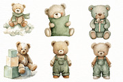 watercolor green teddy bear clipart, an Illustration by Designworld (Thumbnail 3 of 5)