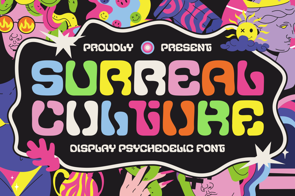 Surreal Culture Display Psychedelic, a Font by PutraCetol Studio (Photo 1 of 5)