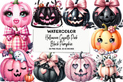 Halloween Coquette Pink Black Pumpki, an Illustration by DreamArtGraphic (Thumbnail 1 of 5)
