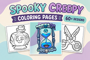 Spooky Creepy Coloring Pages #2, a Seasonal Illustration by Inkivelle Studio (Thumbnail 1 of 3)