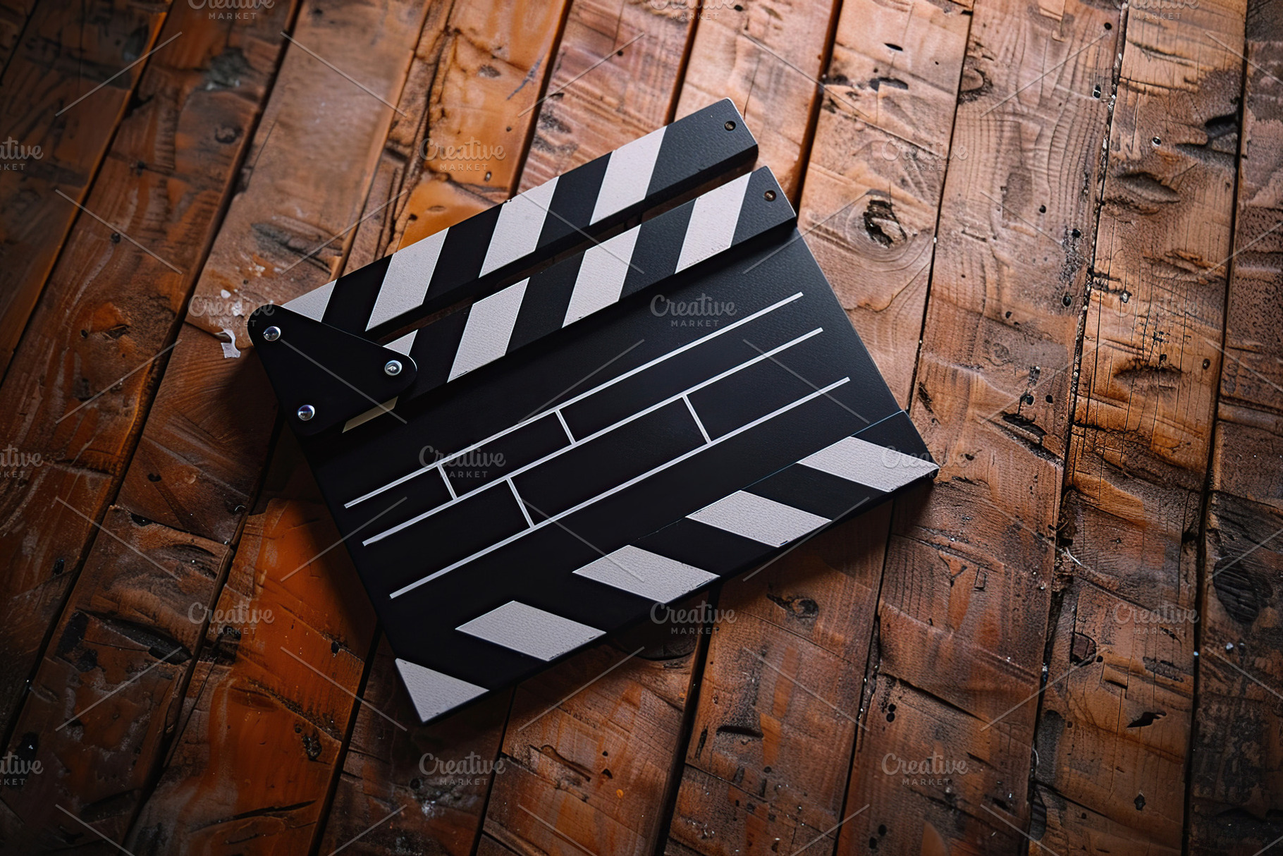 Clapper board on wooden background, a Technology Photo by AlyaAnd
