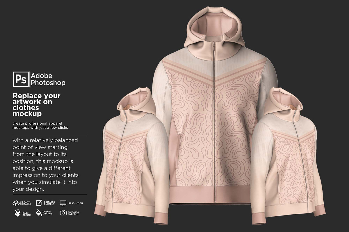 Drafting Mens Zip Up Hoodie Mockup, a Hoody Mockup by Nanggroe Scripting (Photo 5 of 9)