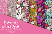 Summer Fuchsia Seamless Pattern Set, a Pattern Graphic by Sketchbook Designs (Thumbnail 2 of 10)