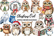 Christmas Owl Sublimation Clipart, a Seasonal Illustration by Daily.Designs (Thumbnail 1 of 5)