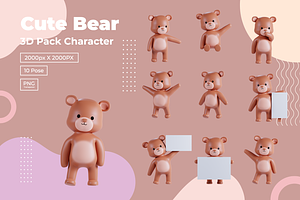 3D Pack Cute Animal Bear