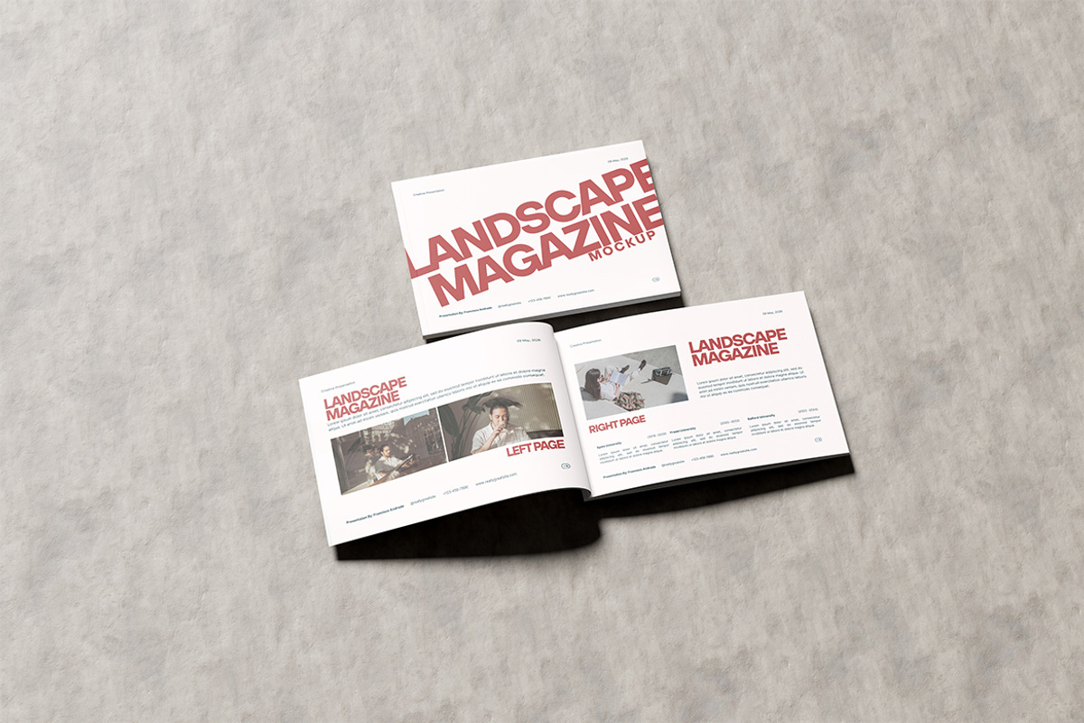 Landscape Magazine Mockup, a Books & Magazine Mockup by HanaSaka_Studio (Photo 4 of 5)