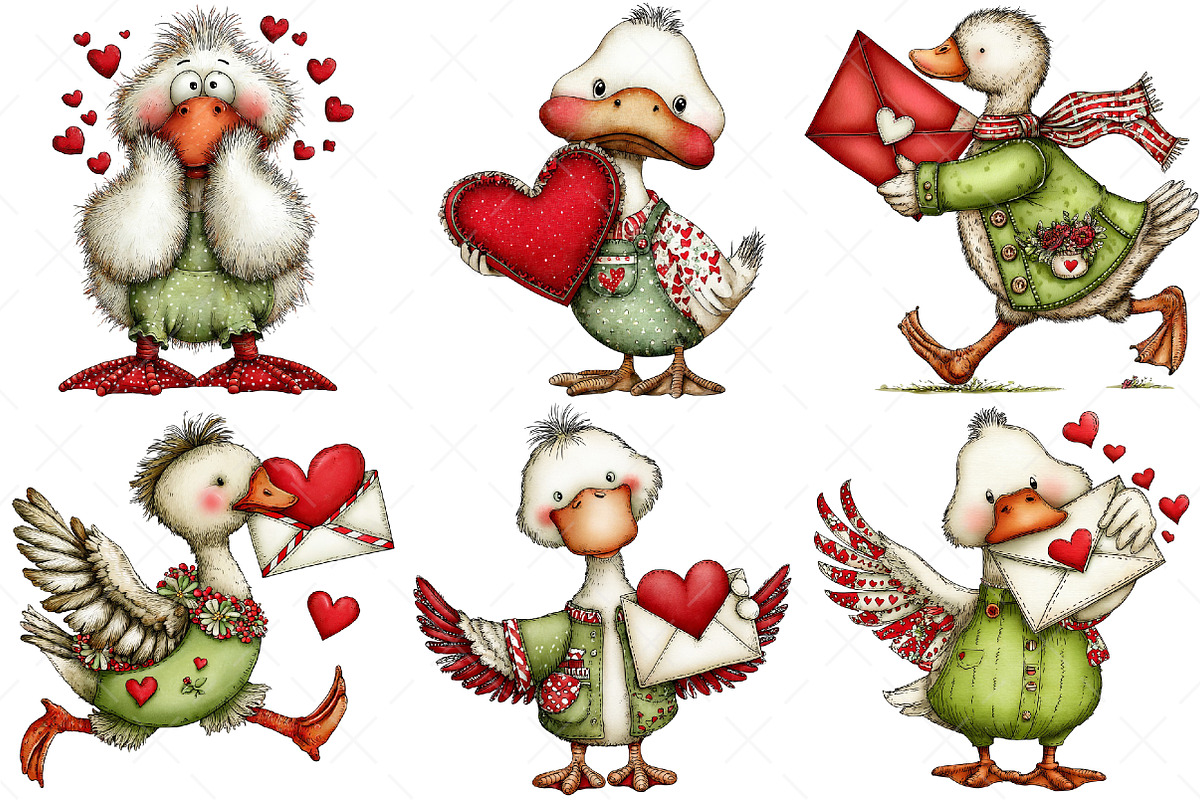 Funny Panic Goose Valentine Clipart, an Illustration by Craft Nest (Photo 6 of 10)