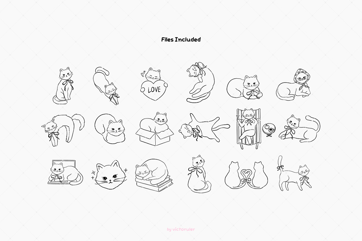 Hand-Drawn Cat Clipart Bundle, an Animal Illustration by Victoruler (Photo 2 of 9)