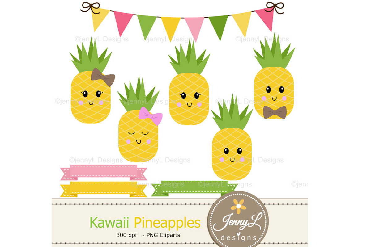 Kawaii Pineapples Digital Paper, a Pattern Graphic by JennyL Designs (Photo 2 of 5)