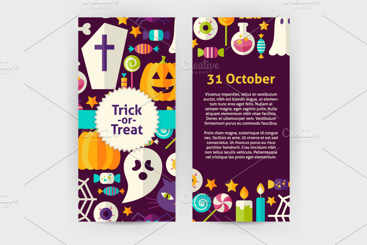Scary Halloween  Vector Flat Banners, a Flyer Template by Anna_leni (Photo 3 of 6)