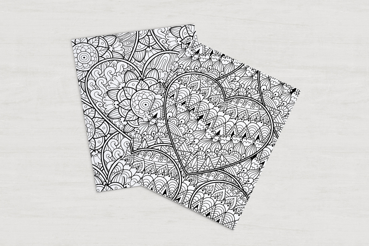 Heart Mandalas Coloring Pages, a Decorative Illustration by Gulnara Sabirova (Photo 15 of 18)