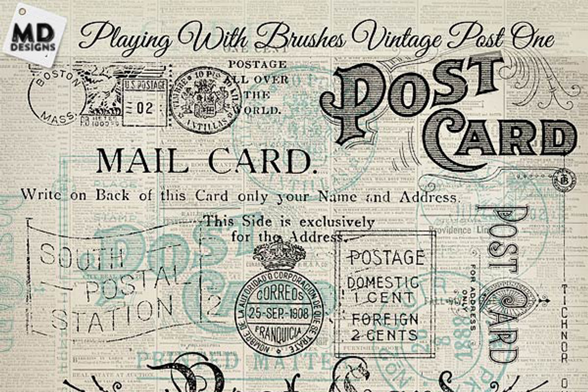 Vintage Postage, an Object Graphic by Vintage Style Designs